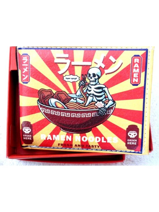 LI Other - Anime Ramen Noodles Skeleton Fresh and Tasty Print Bi-Fold Vegan Leather Wallet